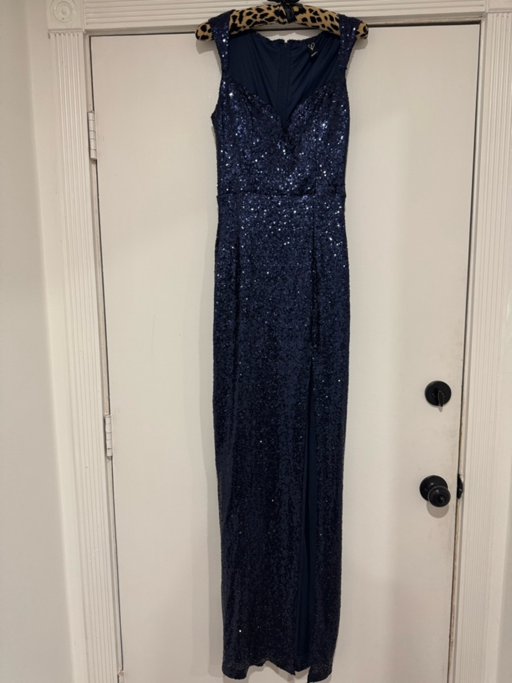 Windsor Navy Sequin Evening Dress